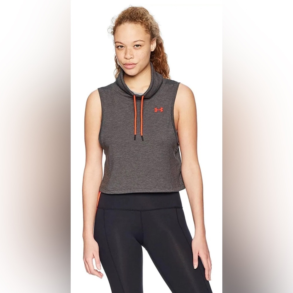 SOLD NWT Under Armour Workout Gym Top Sport Fleece Sleeveless Funnel Neck
